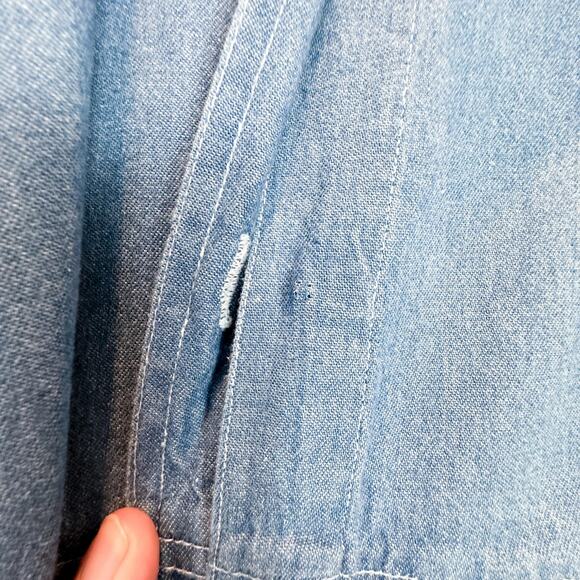 Blue Diamond Dress Womens Large Blue Denim Button Front Belted Pockets Maxi - Picture 8 of 13